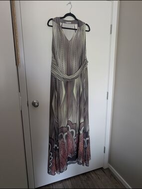 Confession Printed Maxi Dress in Green and Pink
